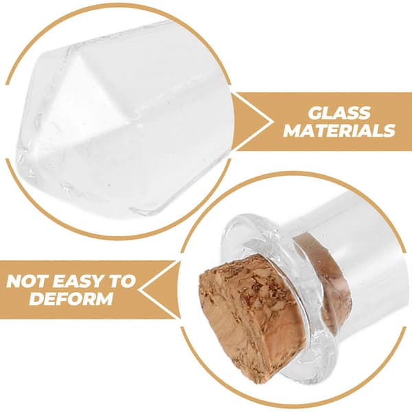 Miniglasflaskor med kork för förvaring 10 st transparent glas och trä