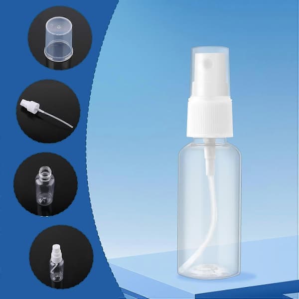 Resesprayflaskor 2-pack, klar plast (30 ml, påfyllningsbara)