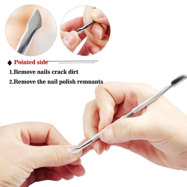Ammattimainen kaksipuolinen ruostumattomasta teräksestä valmistettu kynsien kynsinauhojen poistoaine Dead Skin Push manikyyri pedikyyri hoitotyökalu