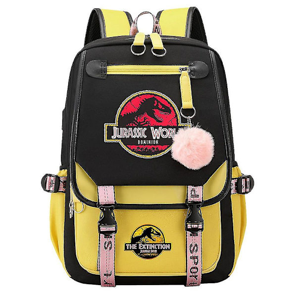 Jurassic Park Dinosaur Ryggsäck för pojkar, flickor, tonåringar - Skolboksväska i canvas med laptopfack - Perfekt reseryggsäck för barn och kvinnor 6