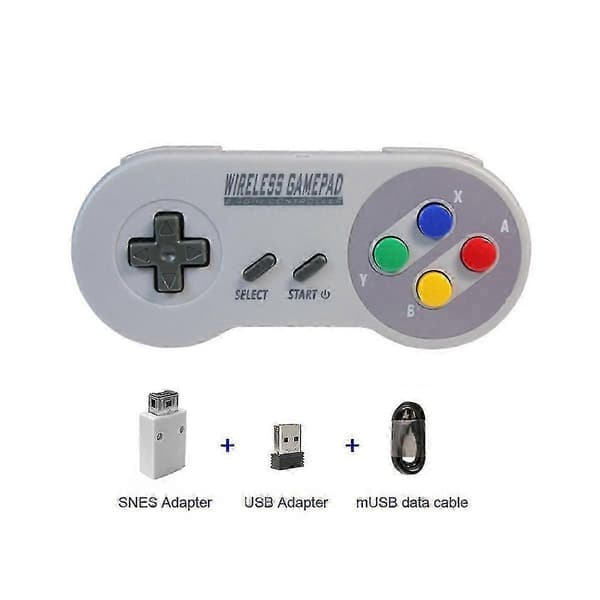 Trådløs spillkontroller for SNES Mini PC Windows NS Switch 2.4G Joypad GrayWhite