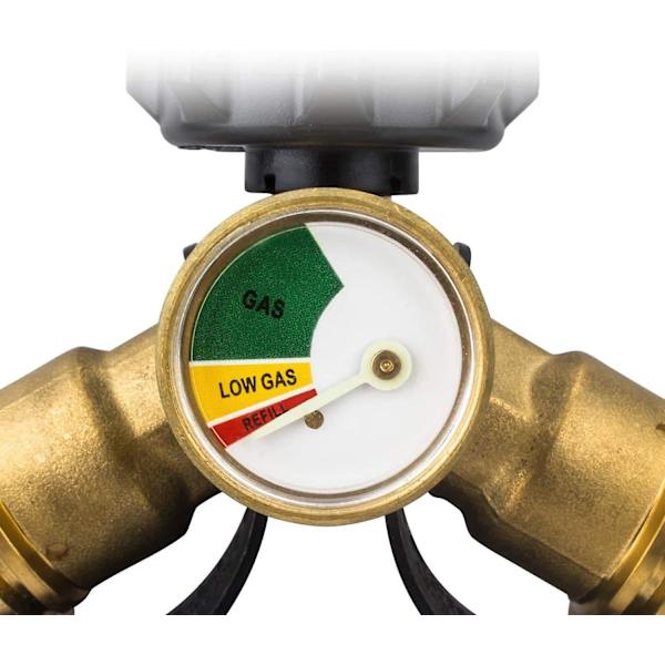 Propangas Splitter Y-Splitter Adapter med Måler Solid Messing Lækagesensor Gas Tryk
