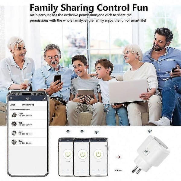 16A WiFi Smart Plug för Alexa, Google Home, Siri, SmartThings; Energimätning & Timerfunktion, Kompatibel med Android och iOS