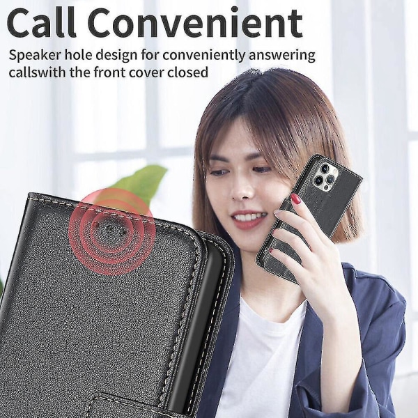 Etui til Nokia G42 Magnetisk Pung Flip Cover med kortholderslots Kompatibel med Nokia G42 etui Black