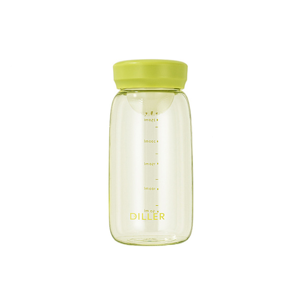 Mini plastvattenflaska utan sugrör, 10 oz liten plastflaska BPA-fri och säker för flickor, barn, snabbflöde, hållbar för mjölkte (grön)