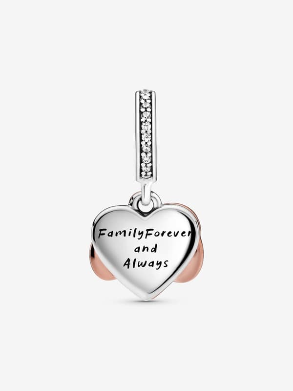 Pandora - Sparkling Infinity Heart Dangle Charm - Sterling Silver, 14k Rose Gold Plating
