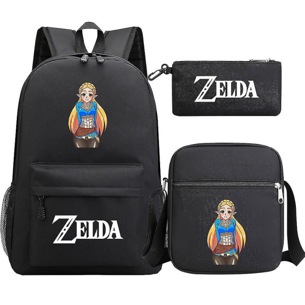 "Tears Of The Kingdom Of Zelda" Zelda-aiheinen printed teini-ikäisten opiskelijoiden koululaukku, kolmiosainen set - Miesten ja naisten olkapukureppu 1