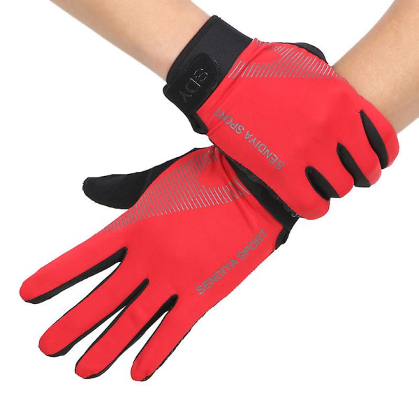 Pustende Ice Silk Touch Screen Hansker For Menn Kvinner Utendørs Sport Anti Silp Elastiske Hansker Sykkel Motorsykkel Full Finger Hanske| | Red XL