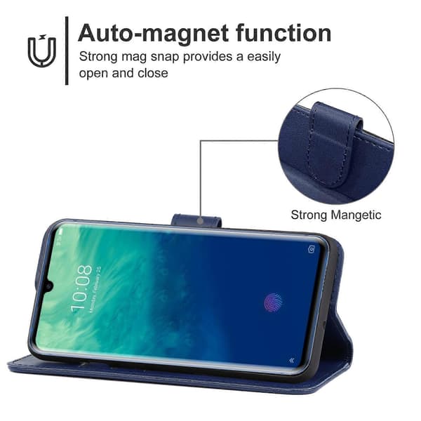 Læder telefoncover til ZTE Axon 10 Pro Blue