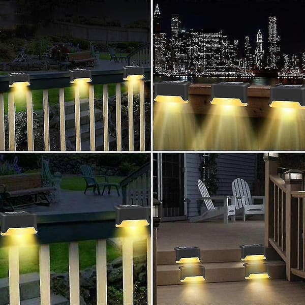 Solcellelampe for utendørs 8 stk LED-dekklys Trinnlampe Solcellelys