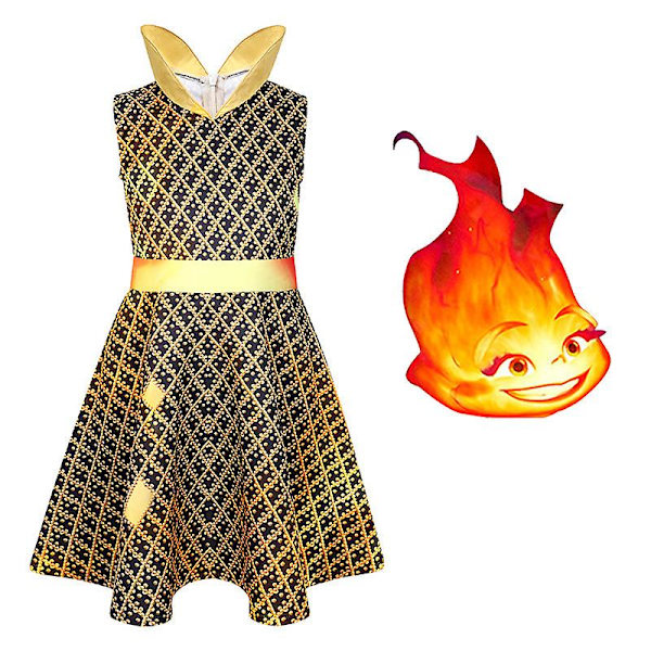 Pojkar Flickor Elmental Ember Wade Fire Water Element Cosplay Kostym Outfits Girl 140cm