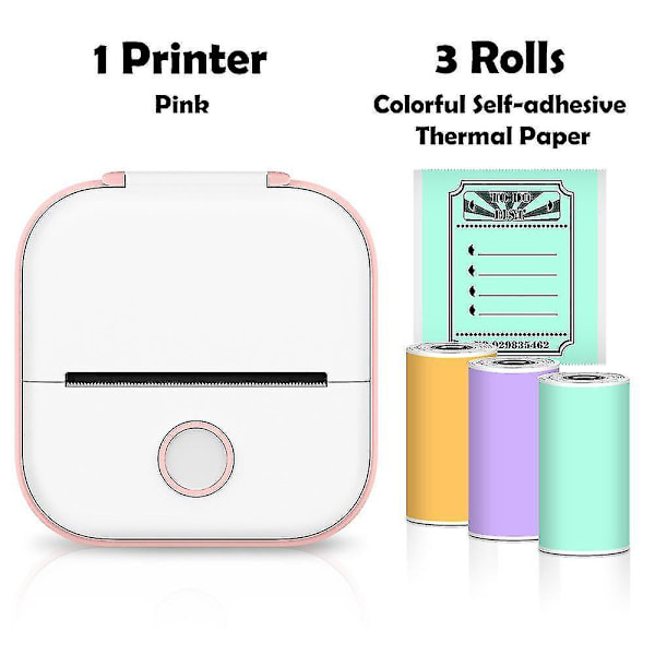 Phomemo T02 miniskriver bærbar skriver termisk utskriftsklistremerke Trådløs blekkløs lommeskriver Selvklebende etikettskriver Pink C