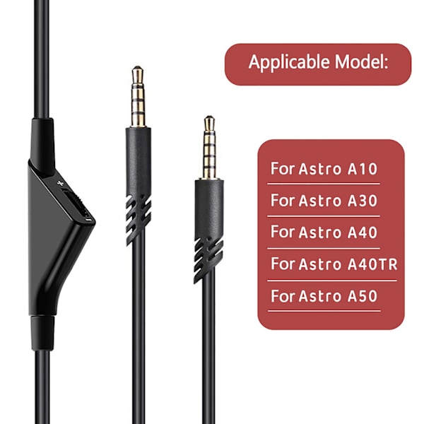 Udskiftningslydkabelledning til Astro A10 A30 A40 A40tr-hovedtelefoner
