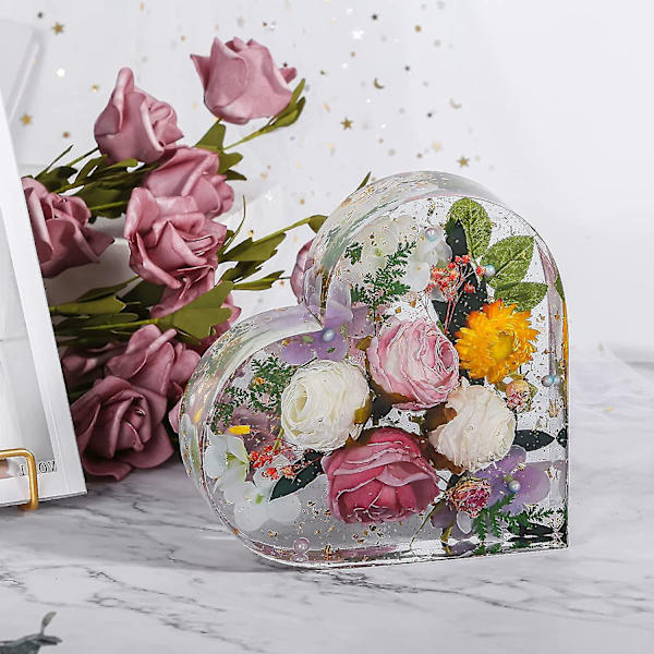 Harpiksforme hjerte, harpiksforme til blomster, dybe harpiksforme, store silikoneforme til harpiksstøbning