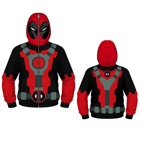 Halloween-aiheinen painettu naamioitu pitkähihainen collegepaita Cosplayer-huppari Super Hero Deadpool 8 4XL