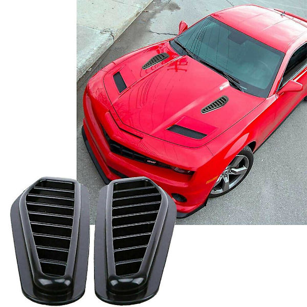 2 stk Bil Simulering Shark Air Vent Universal Blank Sort Sport Racing Air Flow Vent Motorhjelm Hætte Sc