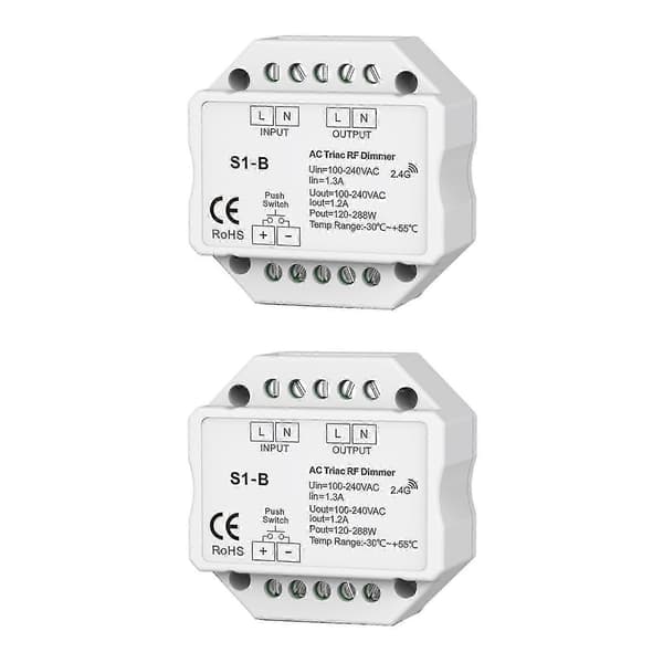 2x Triac RF lysdæmper til LED-lys 120W-288W med trykstyring