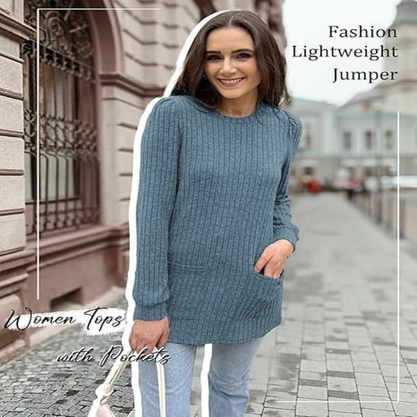 Langærmede Toppe Dame Lette Trøjer Dame Sweatshirts med Lommer