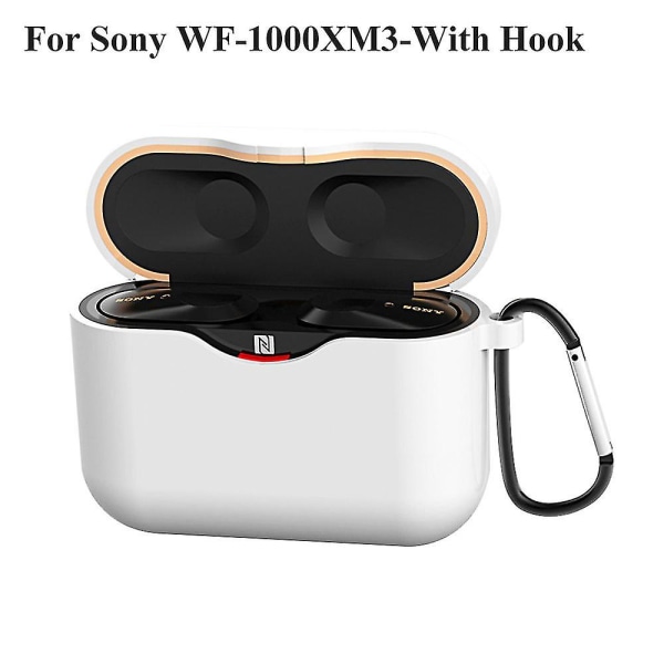 Etui til Sony Wf-1000xm3 høretelefontilbehør Opladningsbokscover Etui til Sony Wf 1000 Xm3 Wf-1000xm4 skal med anti-tabt krog White-Hook