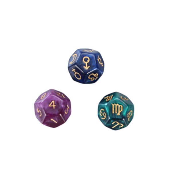 3kpl / set Dichromatic D12 Polyhedral Astrology Dice for Constellation