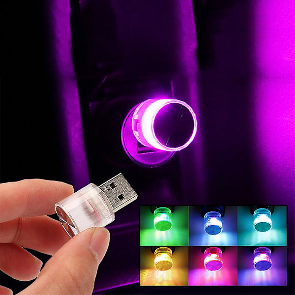 Mini USB Led Ambient Lights Koristelamppu Juhliin Vilkkuvat Värikäs Kannettava Plug Play Auto Sisustus Ilmapiiri Auton Valo| | Colorful slow flash