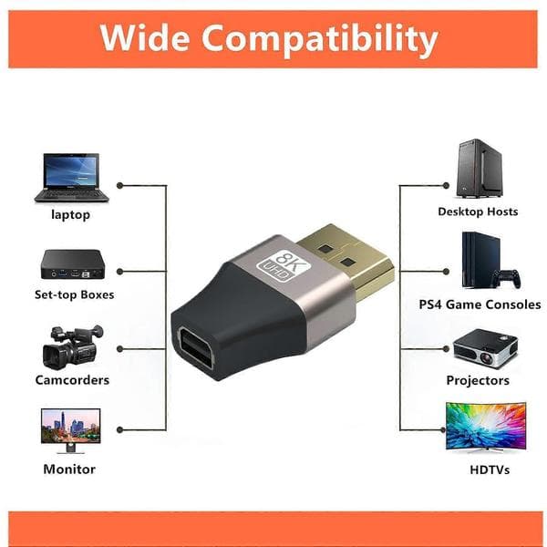 Kompatibel med Thunderbolt 2 8K 60Hz Mini DisplayPort hun til DP han konverter Miniadapter