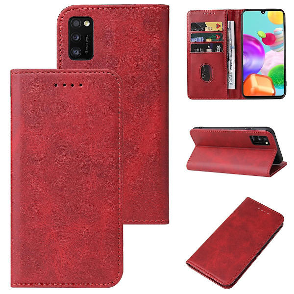 Samsung Galaxy A41 Eu -versiolle Magneettisesti suljettava nahkainen phone case