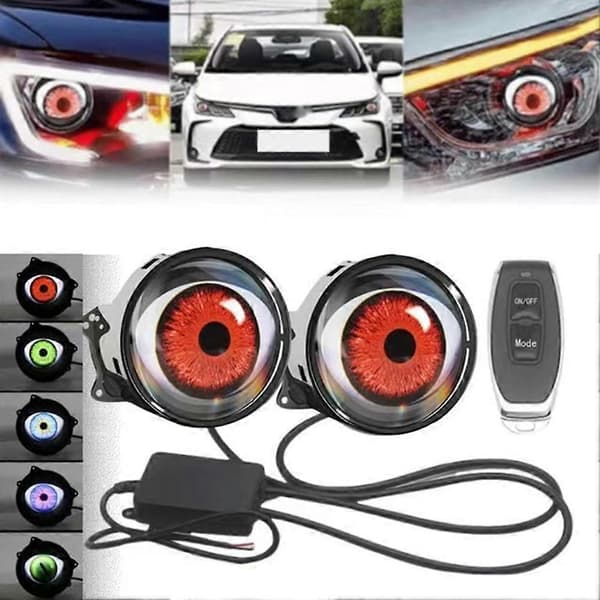 Devil Eye LED-lys til bilforlygte eftermontering Dynamisk linsestil 6 tilstande Fjernbetjening DRL Accentlampe B