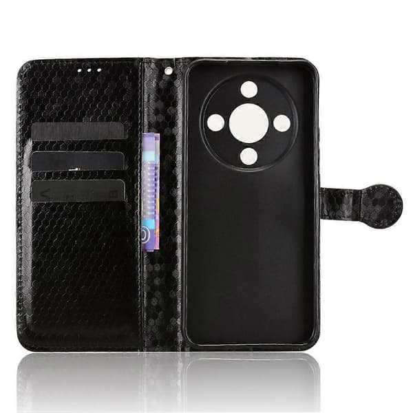 Plånboksfodral i PU-läder för Honor Magic 8 Lite med kortfack, magnetlås, stötsäker TPU-stötfångare, stativ och flip-skydd black