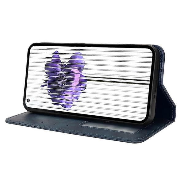 (Ny) För Nothing Phone 1 Magnetiskt Spänne Retro Textur Läderfodral Blue
