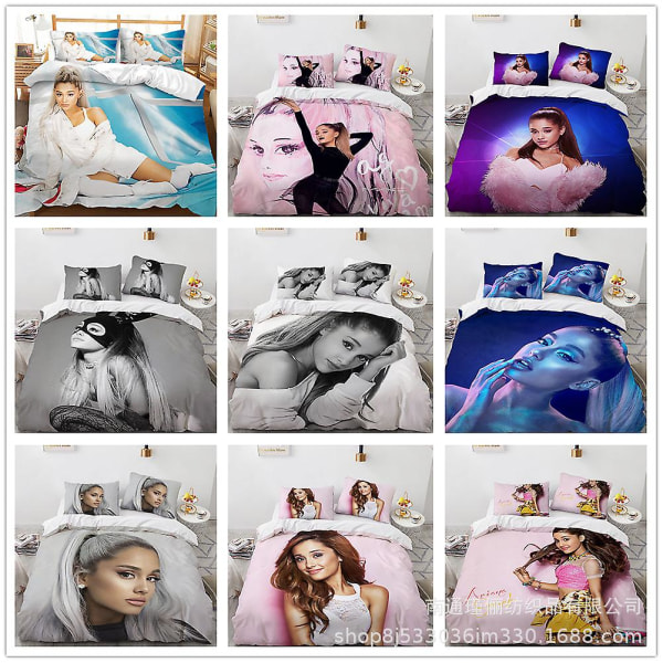 Ariana Grande - 1# 3D Digital Ariana Tryckt Två Tredelad Täckeöverdrag Kuddfodral Sängklädesset 220cm