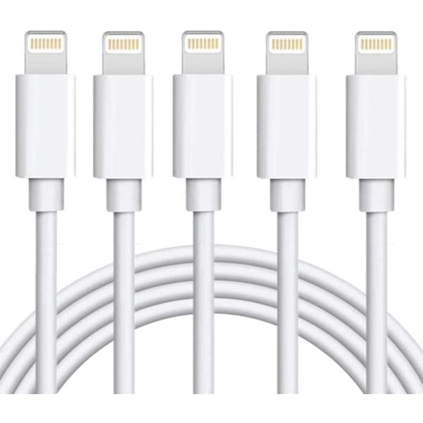 5X Lightning USB-kabel til Apple til din iPhone, iPad 1m Hvid Style M