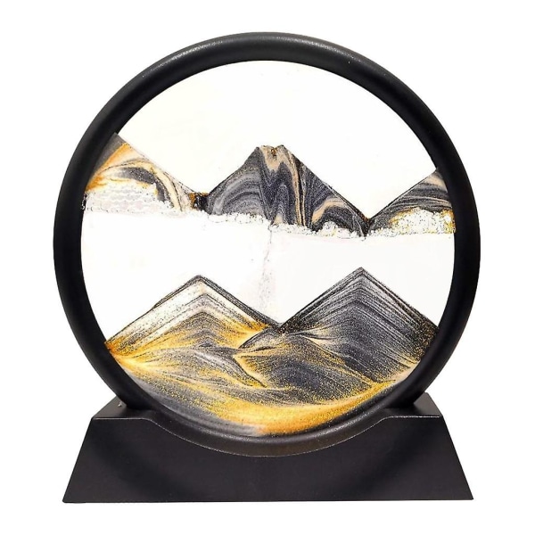 Moving Sands Art Picture 3d Dynamic Deep Sea Sand-scape 7in Black White Gold