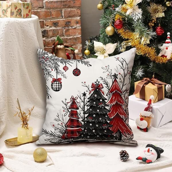 2-pack 45x45 cm Julkuddfodral Julgransdekor Design - Vinter Jul Prydnadskuddar för Hemsoffan Red