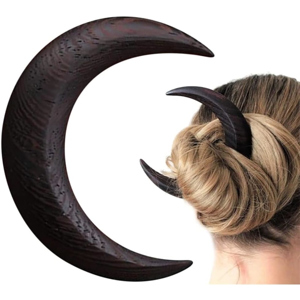 Håndskåret Crescent Moon Hair Fork, Crescent Moon Hair Fork, Moon Hair Stick, Håndlavet hårnål, Stylingværktøjstilbehør