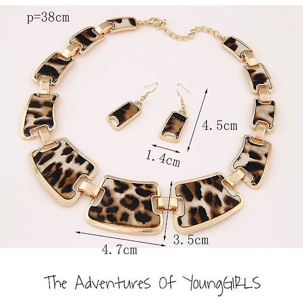 Bröllopshalsband Dam Mode Leopard Halsband Och 1 Par Örhängen Set (brun, En Storlek)