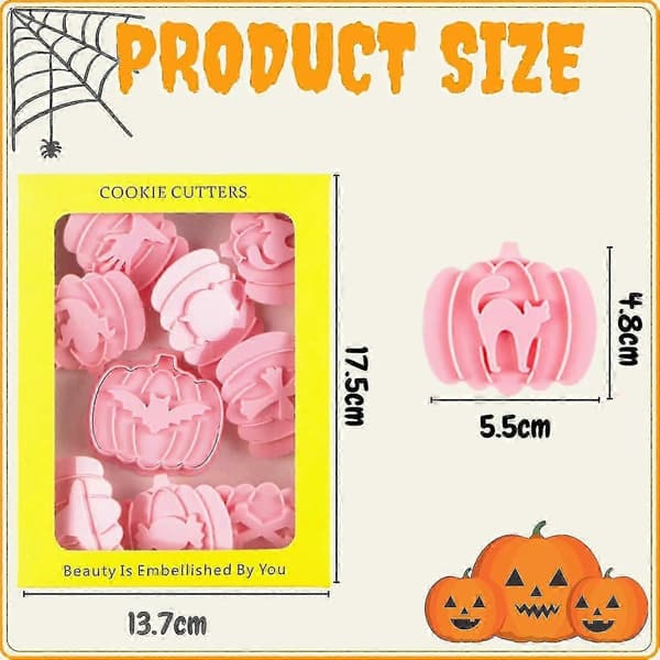 Halloween Bageværktøj - 9 stk. 3D Græskar Cookie Cutters