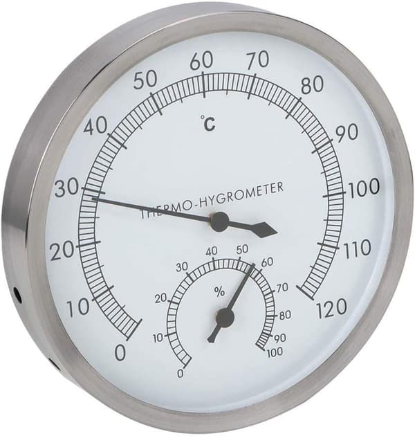 2-i-1 Sauna Termometer Hygrometer i Rustfritt Stål Thermo-Hygrometer Innendørs Sauna Utstyr Tilbehør