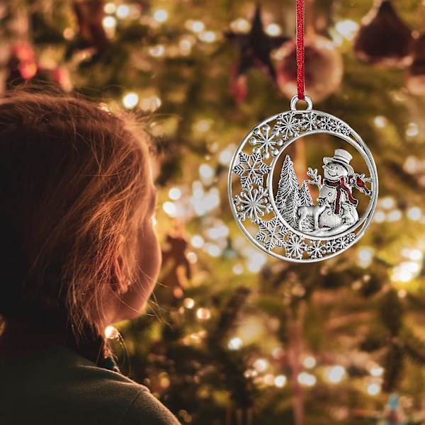 (snemand)5 cm massiv blik juletræsprydning 2023 gør-det-selv juletræspynt vedhæng til julefest