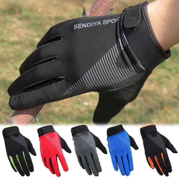 Hengittävä Ice Silk Kosketusnäyttö Käsineet Miehille Naiset Ulkoilu Anti Silp Elastiset Käsineet Pyöräily Moottoripyörä Full Finger Glove| | Black L