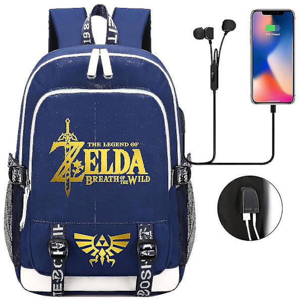 Zelda USB portti kannettavan tietokoneen reppu - Tyylikäs koulukirjalaukku faneille, matkustamiseen ja casual - Ominaisuudet Sisäänrakennettu USB portti - Kätevä tietokonelaukku & Tre 2