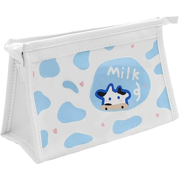 Ko case PU läder Söt tecknad djur penna påse Blå case Kosmetikväska Stationär Kawaii pennask