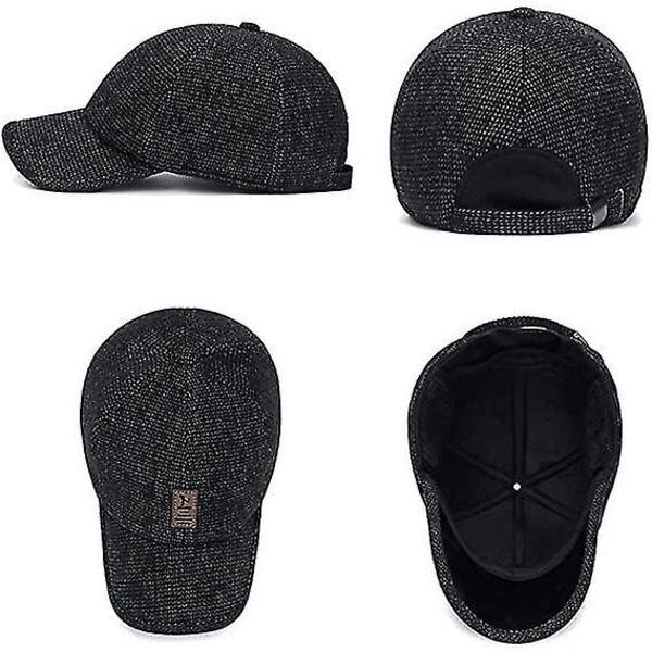 Talvi Miesten Ulkoiluhattu, Säädettävä Lämmin Sport Golf Baseball Cap Hatut Isä Lippikset Korvaläpät Paksu 55-60cm Grey