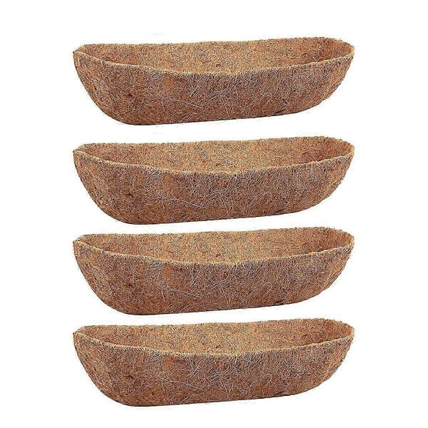 4-pack 24 tums kokosfoder för tråg, naturliga kokosfoder för väggplanterare, fönsterkorg, däckräcke Brown