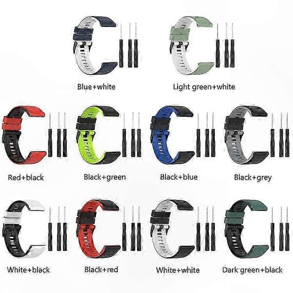 22 mm silikone farveblandingsurrem til Fenix 6 Black-white
