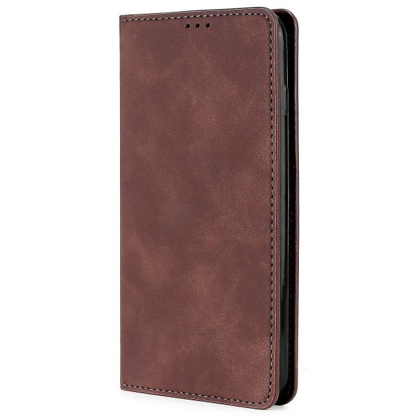 För Oppo A57s 4g / A57e 4g / A57 4g Magnetisk Autoabsorberad anti-scratch Phone case Stativ Pu Läder Dark Brown