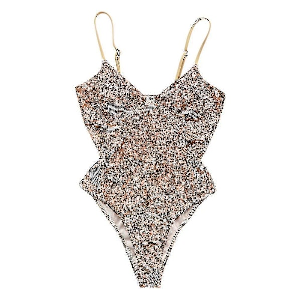 Naisten kimalteleva uimapuku Push Up -osainen uimapuku Sparkly Beachwear uimapuku Gold L
