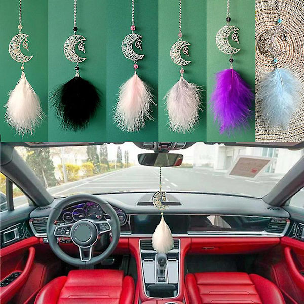 Bilfjäderhängen Fluffig fjäder Mjuk hängande bilprydnad Ny dekoration hängsmycke Presenter Bilinredningstillbehör - prydnadsföremål Pink