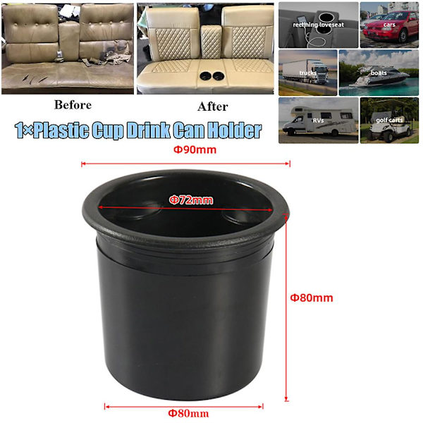 4/2 stk Rv Kopholder Forsænket Kop Drink Rustfrit Stål Kopholder Dåseholder Til Marine Boat Rv Camper Sæde Kile Kopholder - Drikkeholdere 2pcs Plastic