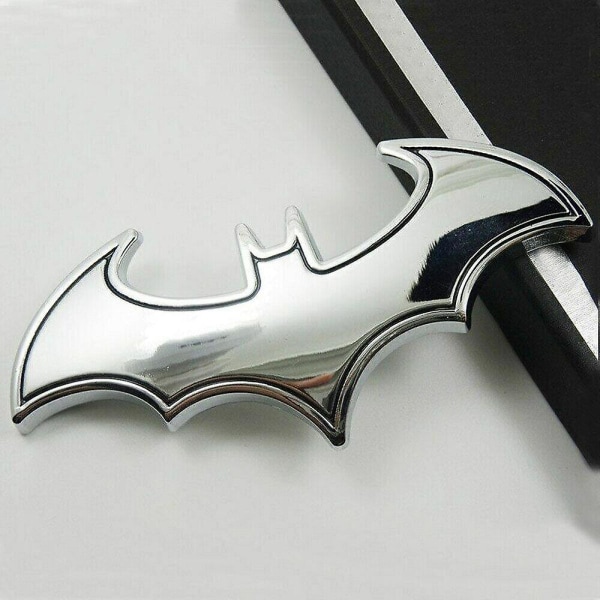 1X Chrome Metal Badge Emblem Batman 3D Car Tail Decal Logo Sticker Accessories (sølv)